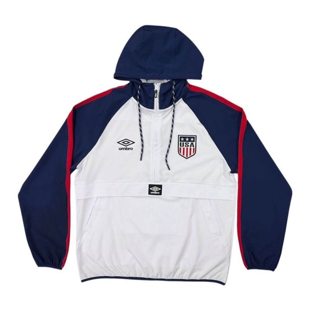 UMBRO USA Unisex Adult Lightweight Regular Fit Half Zip Hooded Pullover - White